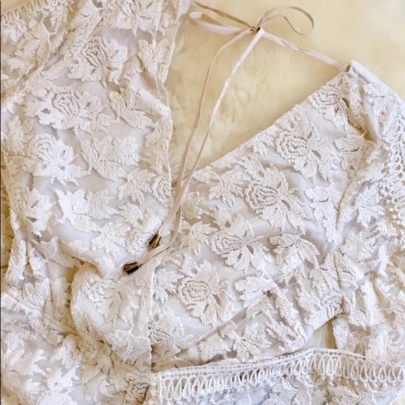 Adelyn Rae Open Back Floral Lace & Crochet Romper - Picture 6 of 8